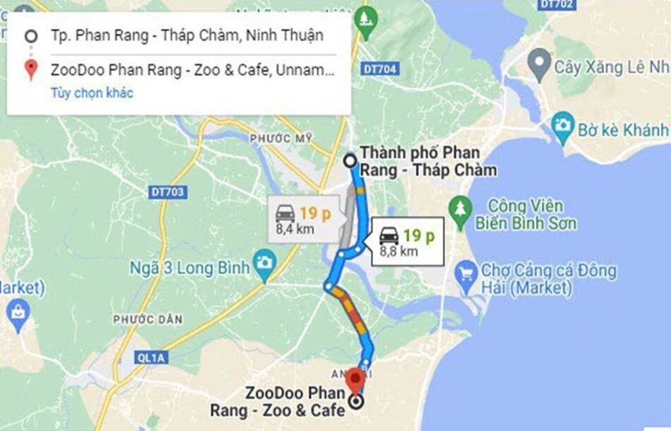 Đường đi đến vườn thú ZooDoo Phan Rang