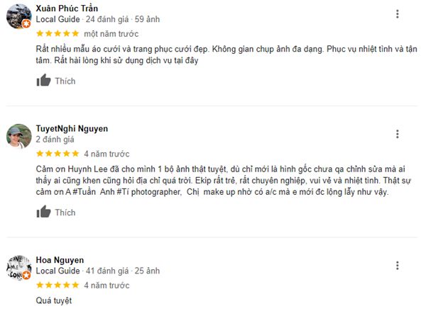 Đánh giá của khách hàng về Huỳnh Lee Studio - Phan Rang Ninh Thuận