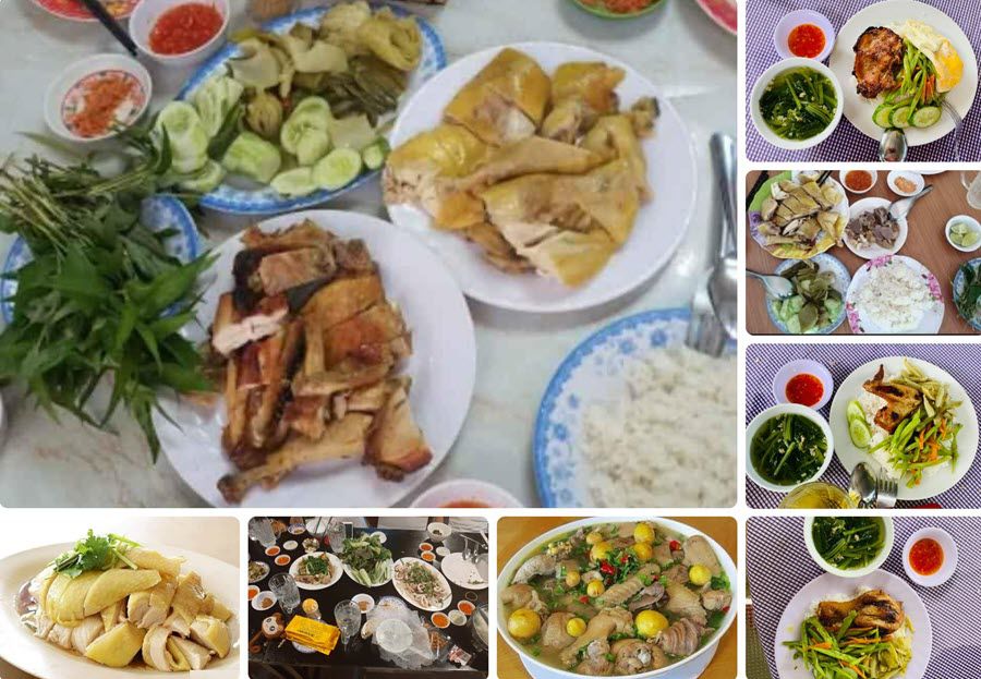 Nhiều món ăn chế biến từ thịt gà của quán cơm gà Hải Nam - Phan Rang