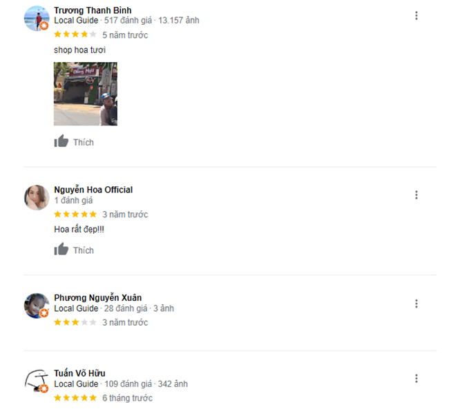 Một số phản hồi của khách hàng về shop hoa tươi Đồng Nội - Phan Rang