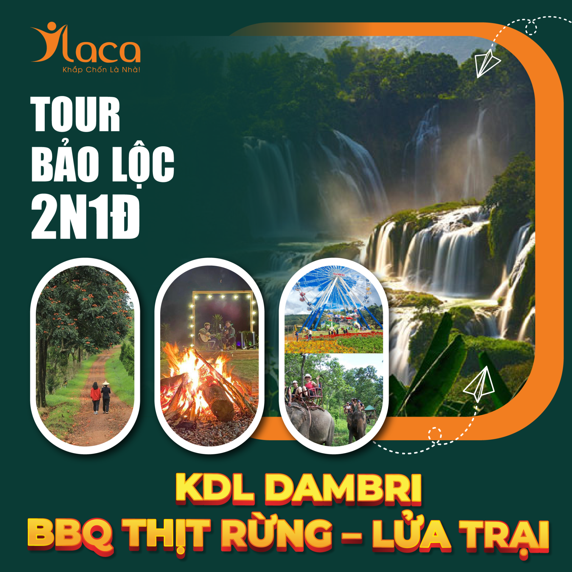 TOUR BẢO LỘC 2 NGÀY 1 ĐÊM: KDL DAMBRI – BBQ THỊT RỪNG – LỬA TRẠI