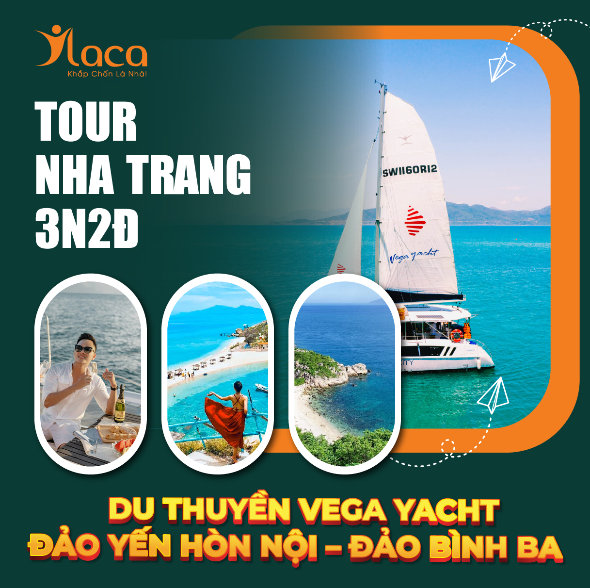 TOUR DU THUYỀN VEGA YACHT – ĐẢO YẾN HÒN NỘI – ĐẢO BÌNH BA NHA TRANG 3N2Đ