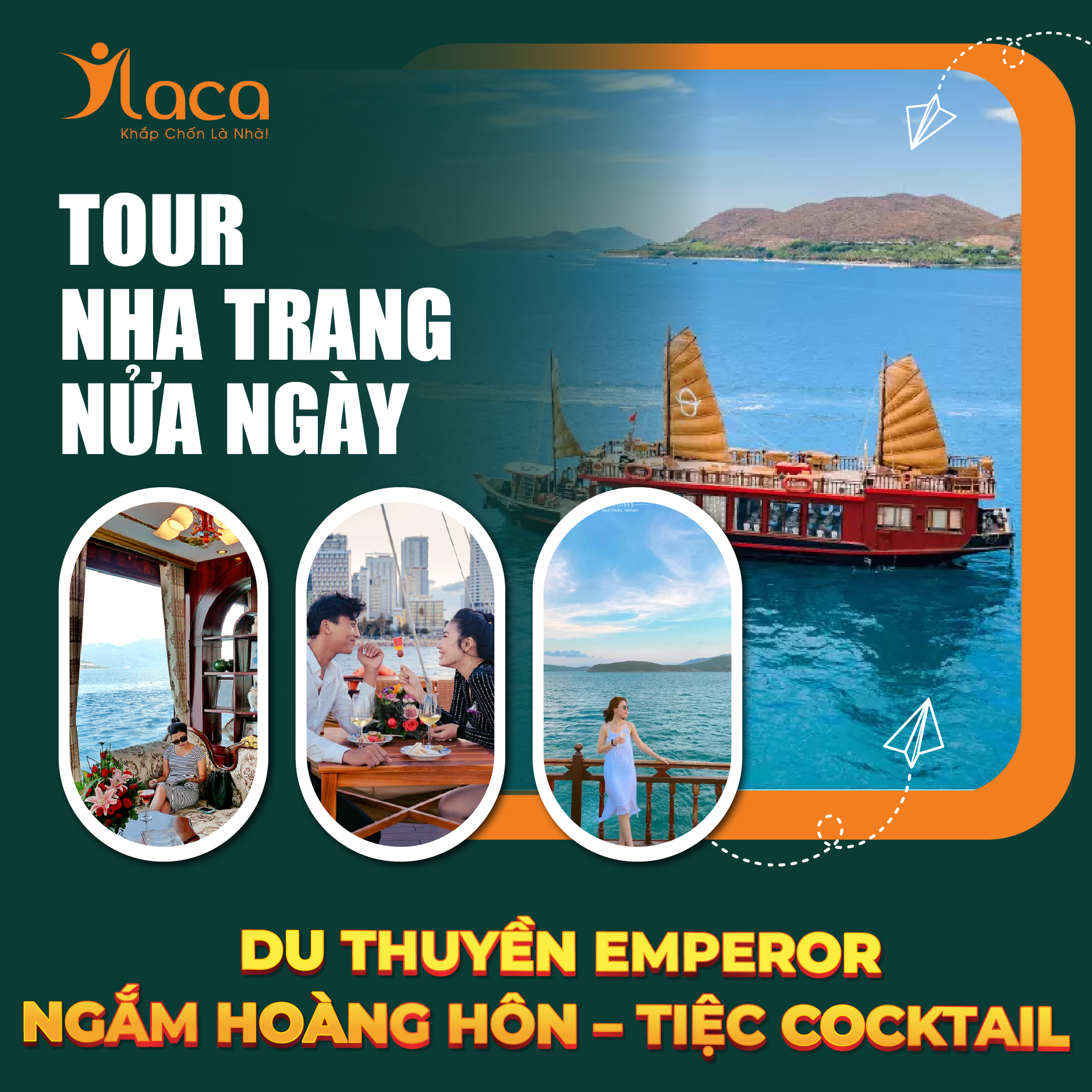 Tour Cao Cấp Nha Trang Nửa Ngày: Du Thuyền Emperor Ngắm Hoàng Hôn – Tiệc Cocktail