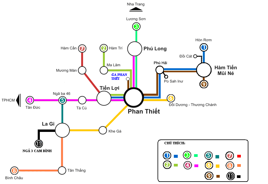 Bản đồ hướng dẫn du lịch Phan Thiết Bình Thuận bằng xe buýt